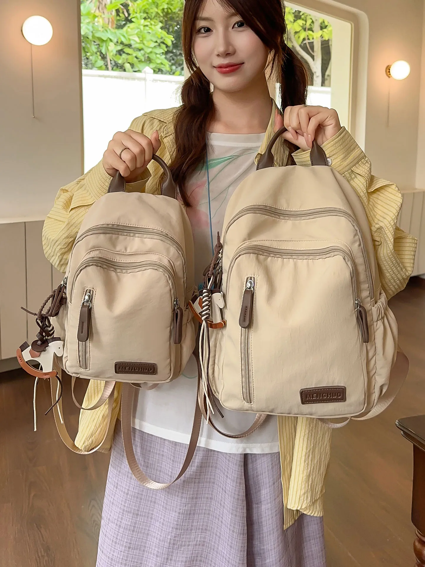 women's-crossbody-phone-bag-dual-shoulder-bag-commuter-chest-bag-casual-style-nylon-fabric-foldable-vertical-square-shape