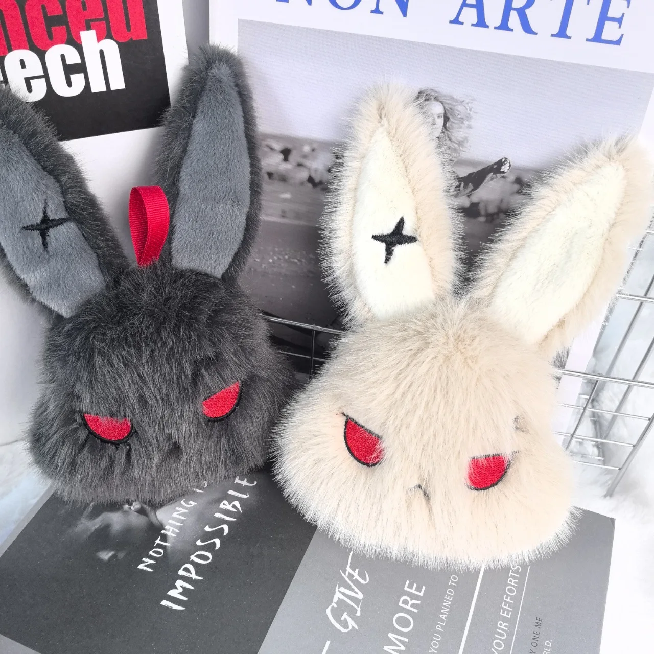 

Cute Plush Bunny Keychain Set Soft Stuffed Rabbit Pendant For Women Girls Bag Charm Gift