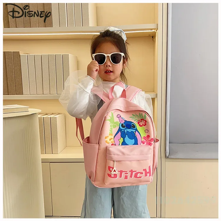 Stitch New Children's Backpack Fashion High Quality Nylon Girls' Backpack Cartoon Versatile Multi Functional Student Backpack