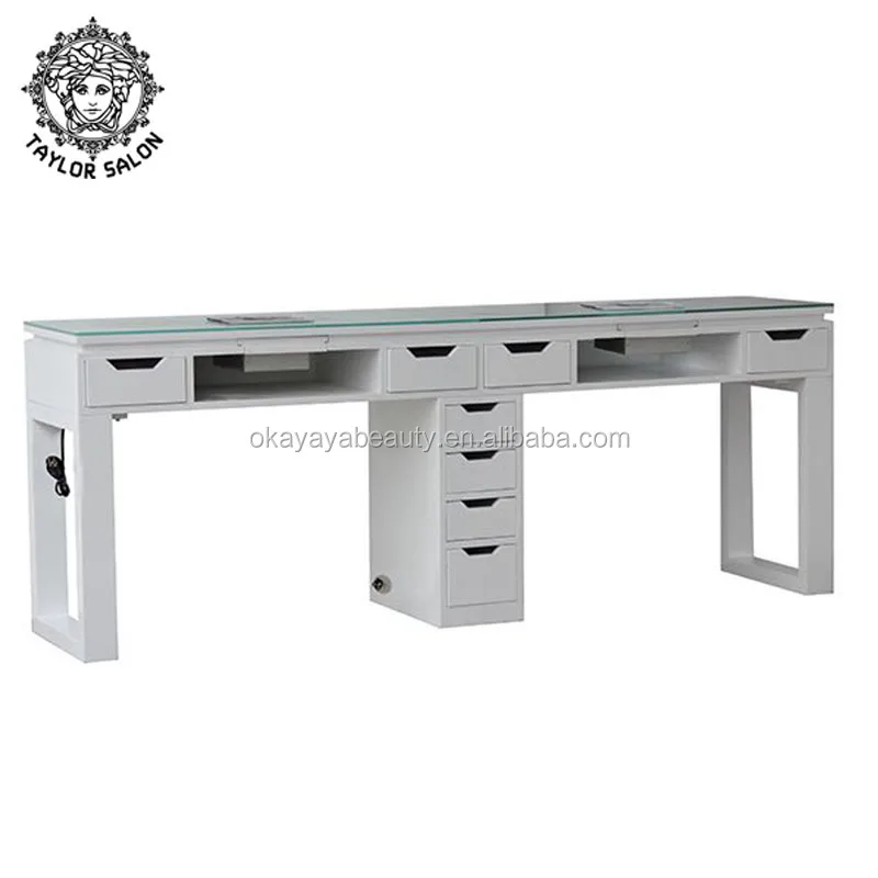 Modern manicure table nails bar station pedicure salon furniture nail dust desk nail tables with glass top