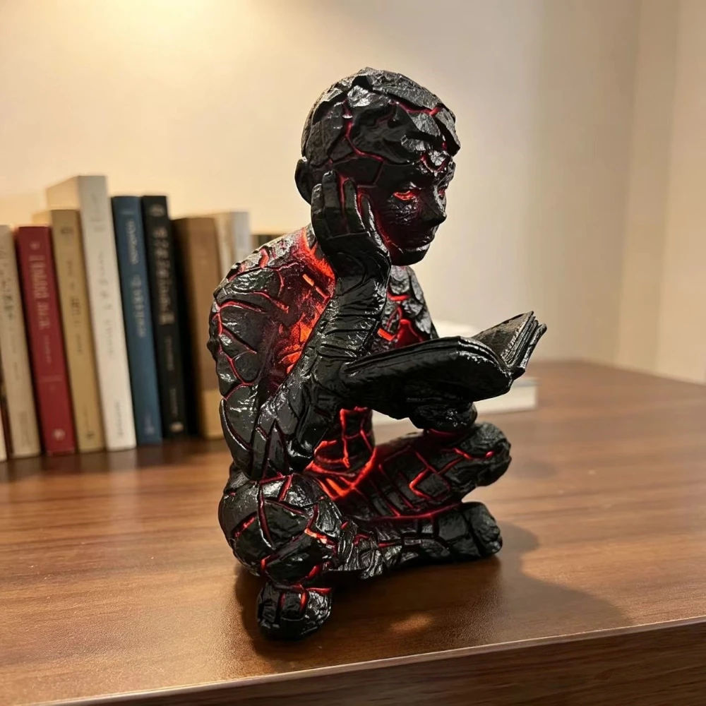 Thinker's Broken Soul Resin Statue Desk Ornament Reader Figurine Crafts Home Decoration Study Bookshelf Desktop Decoration Gift