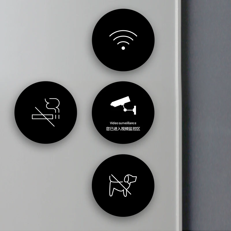 Acrylic Signboard Push and Pull Sliding Door Warning Sign Be Careful of Slippery Glass No Smoking Please Ring The Doorbell Sign
