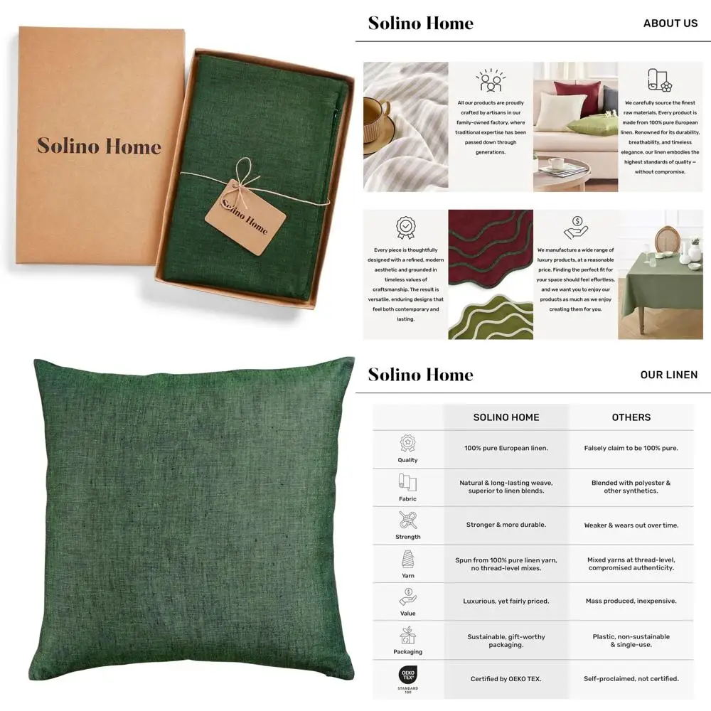 

Наволочка из 100% льна, 20x20 дюймов, цвета хаки, с потайной молнией, для дивана, кровати, кресла, декора гостиной