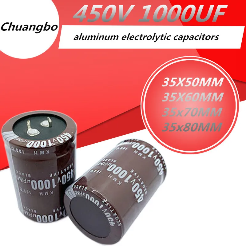 2-5pcs 1000UF 450V 35X50 35X60 35x70 35x80MM High Quality Aluminum Electrolytic Capacitor 450V1000UF 35X50 35X60MM