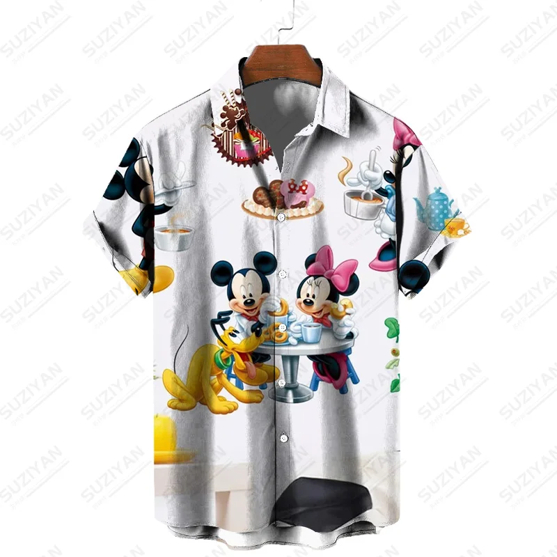 2024 New Summer Fashion Street Trend Retro Boutique Unisex Tops 3D Printing Disney Donald Duck Mickey Mouse Temperament Men\'s Sh