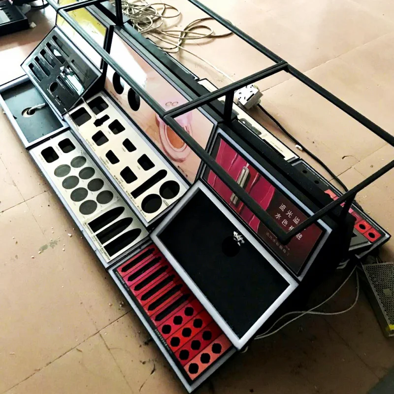 

Customize.Store Countertop Cosmetic Eyeshadow Lipstick Display Professional Makeup Display Stand Wooden Showcase Eyelash Counter