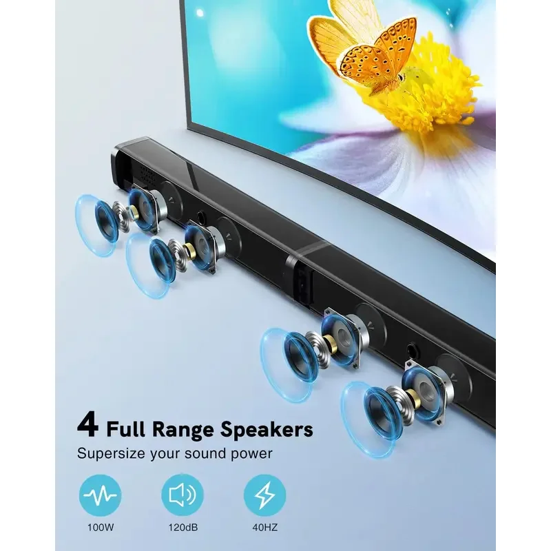 Go 100W TV SoundBar 2.1 Speaker 5.0 Home Theater System 3D Surround Sound Bar Remote Control With Subwoofer