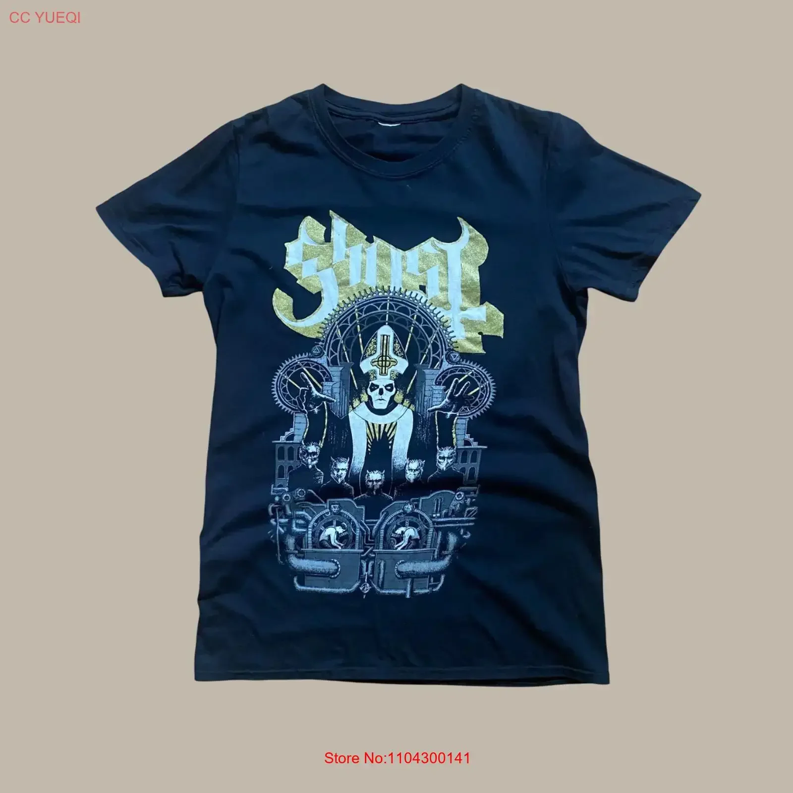 Ghost Band T Shirt Metropolis Papa Emeritus Nameless Ghouls Official Bla vintage Washed streetwear Versatile Casual Stretched