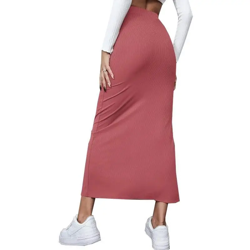 2026 Women's Red Professional High Waist Long Pencil Skirt, Slim-Fit Black Hip-hugging Skirt for Office Commute