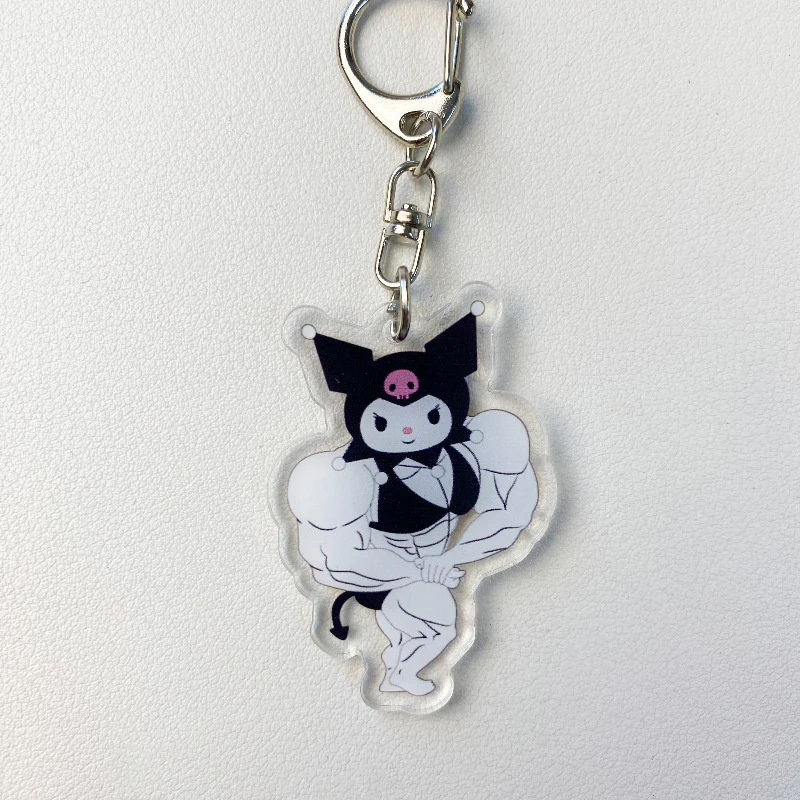 Engraçado Anime Muscular Chaveiro, Olá Kitty, Kawaii, Fitness Macho, Minha Melodia, Mochila, Casal Brinquedo Pingente, Presente para Meninas