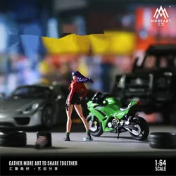 More Art 1:64 Motorcycle Girl Action Figure Set Model For Display & Collection & Gift