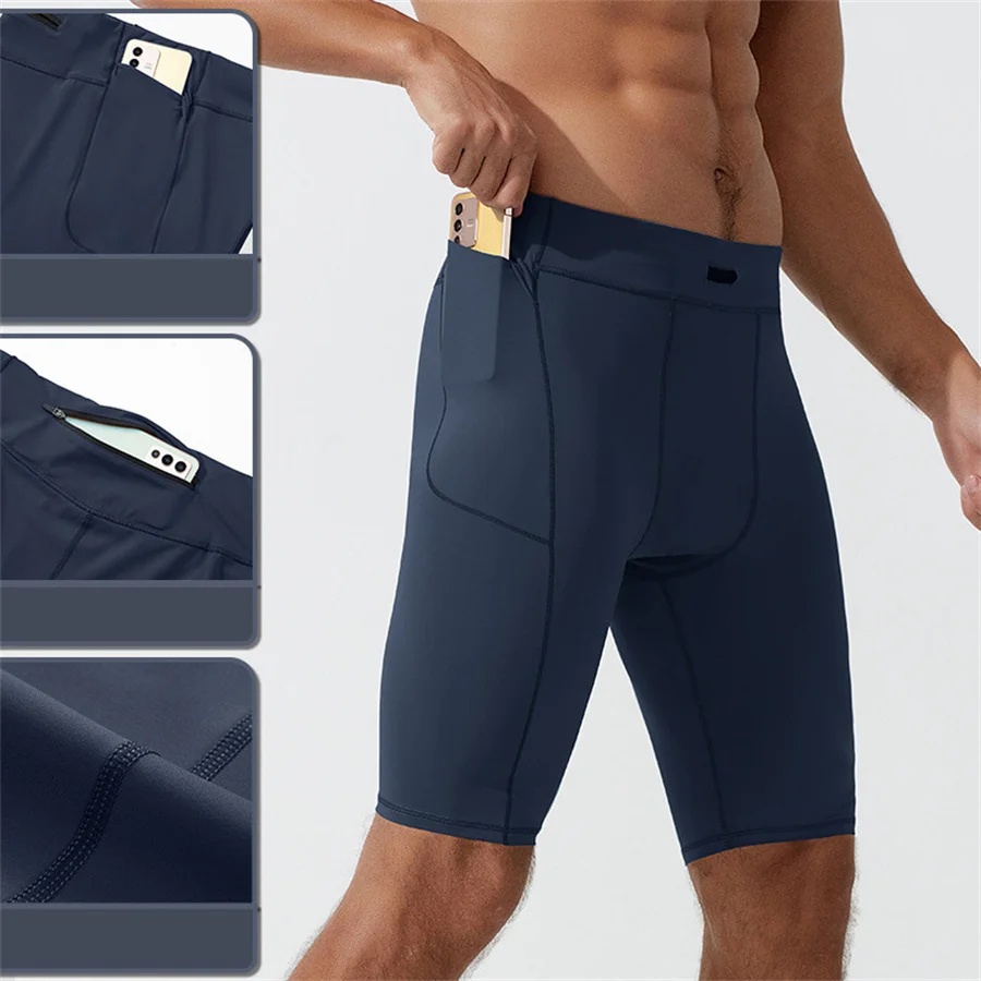 

Quick-drying Men Running Shorts Fitness Five-point Sports Pants Elastic Breathable Training Riding Gym Compression Pants