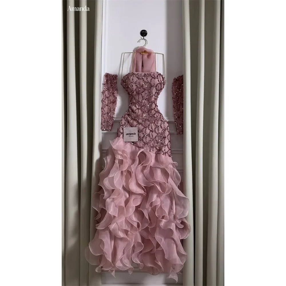 Amanda Customized Strapless Chiffon Glitter Wedding dresses Prom dresses Asymmetric Romantic Dreamy vestidos de noche Dresses