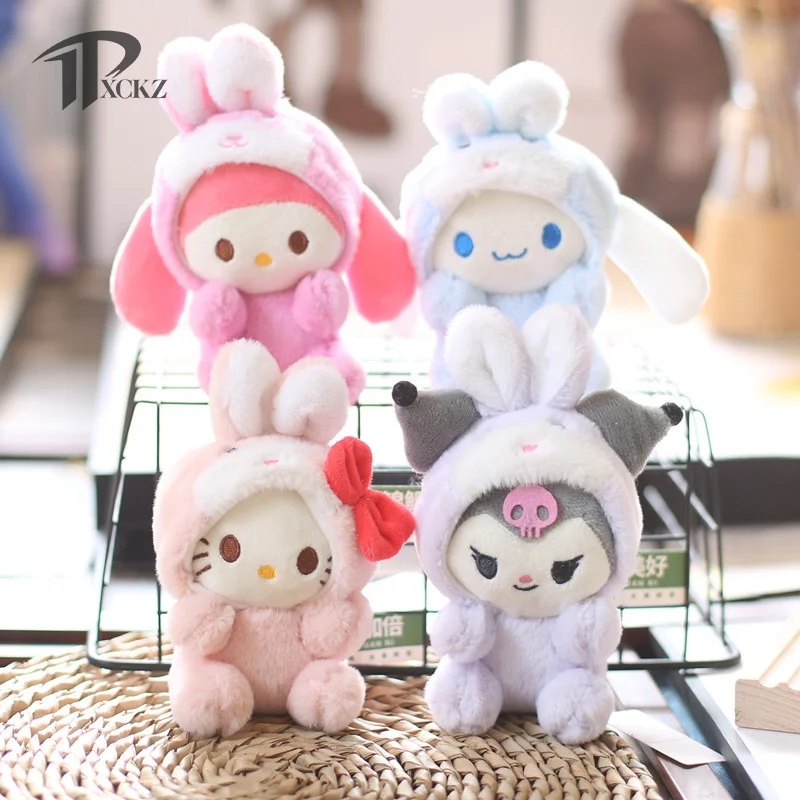 

Sanrio Cinnamoroll Kuromi Melody Pachacco Pom Purin Kawaii, кукла-кролик, искусственная Милая пушистая мягкая игрушка