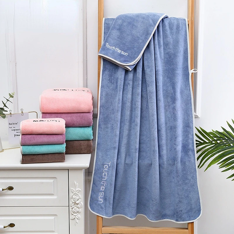 Nordic Large Size 70*140cm Coral Velvet Fluffy Bathrobe Household Daily Use Adult Softt Absorben Beach Bathing Towel Durable