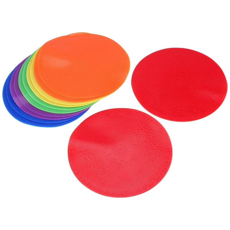 AA79 New 12Pcs Colored Spot Marker Non-Slip Agility Markers Flat Cones Dots For Football Basketball Training Dance Practice