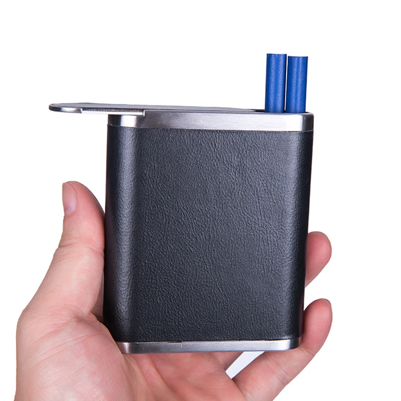 

Sliding Cover Metal Large Capacity Pu Cigarette Case Personalized Portable Waterproof Cigarette Box Men Smoking Accessories