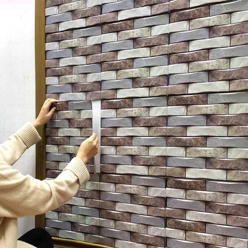 

3D Brick Pattern Wall Stickers PVC pegatinas de pared Self-adhesive Waterproof Wallpaper Living Room Kitchen Wall Decor Hot