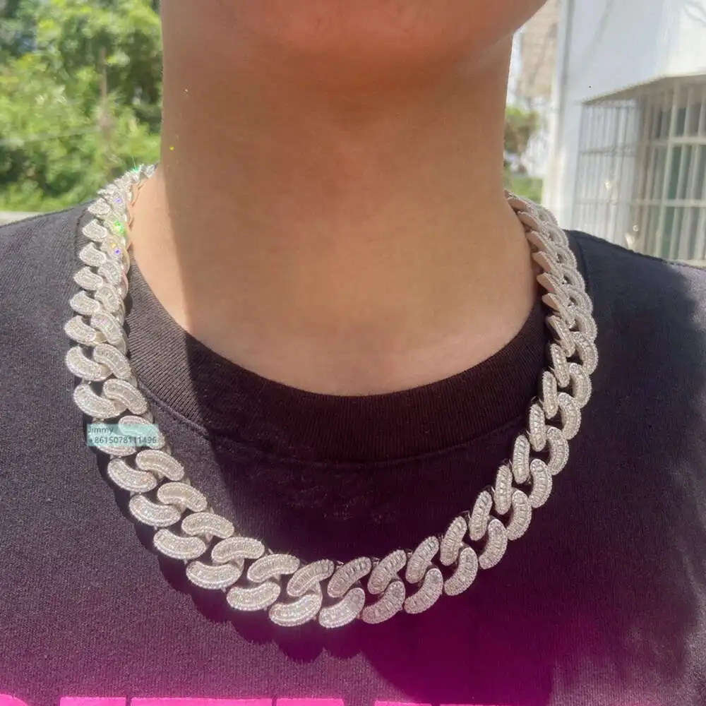 Buss Down Pass Diamond Tester 18mm Big Guy Heavier Iced Out Jewelry Vvs Baguette Moissanite Diamond Miami Cuban Link Chain