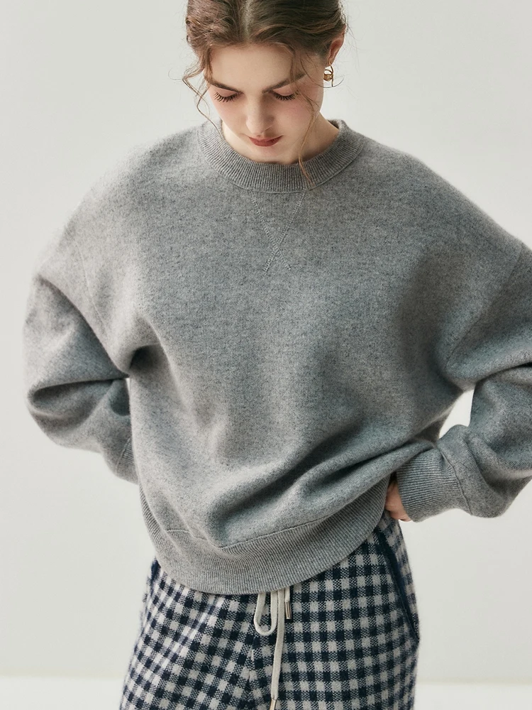 

ANGEL Women 100%Cashmere Sweater O-neck Pullover Oversize Loose Simple Style Autumn Winter Thick Cashmere Knitwear Clothing Tops