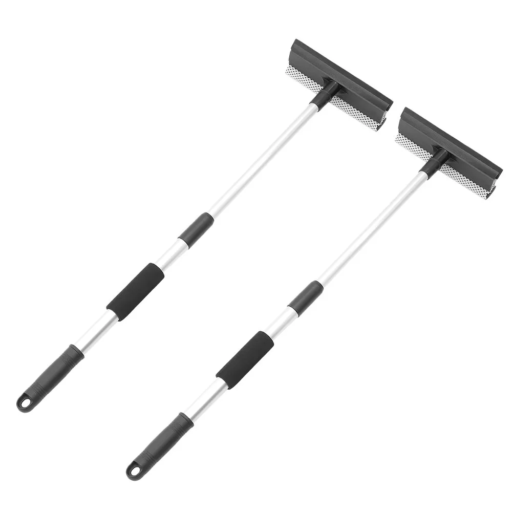 

2Pcs Extendable Window Squeegee 2 in 1 Dual Side Blades Rubber Scrubber Sponge for Glass Doors Car Windshield Mirrors Shower