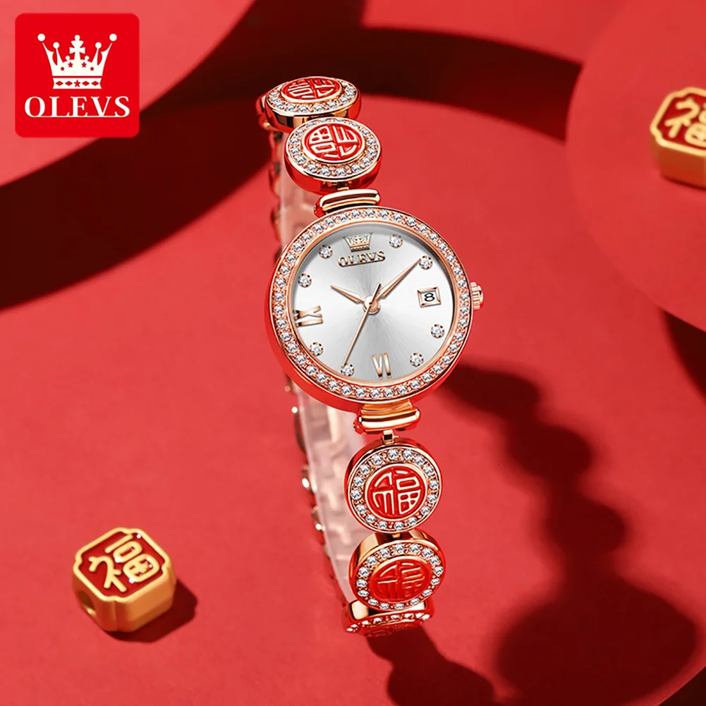 

OLEVS 5630, женские часы, оригинальные брендовые элегантные модные кварцевые часы, водонепроницаемые, светящиеся, с автоматической датой, удачи, женские часы в коробке