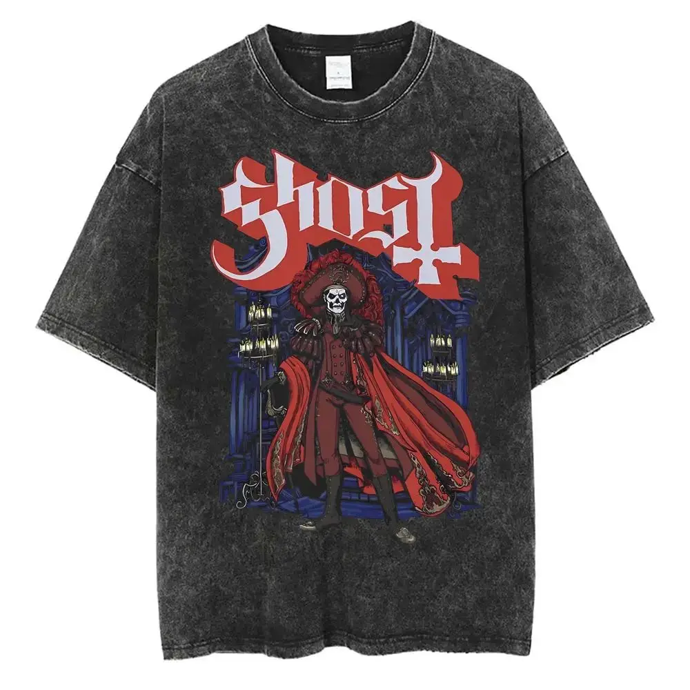 

Waed Vintage Ghost Band T-irt Skeleton Ro loween Women's Cleanfit Sle A-Line Sve Other Material 00%