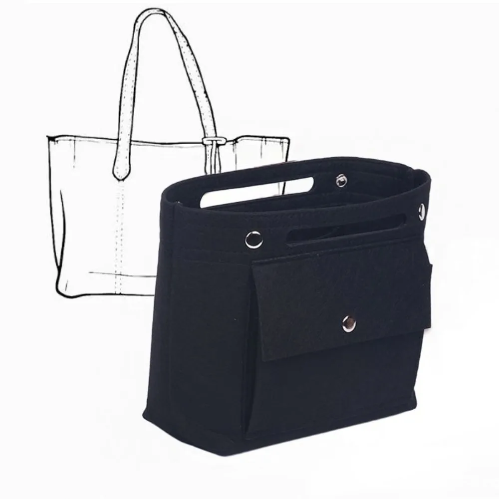 

New Felt Insert Organizer Bag Solid Color Handbag Dividers Inner Purse Multi Compartments Tote Bag Organizer