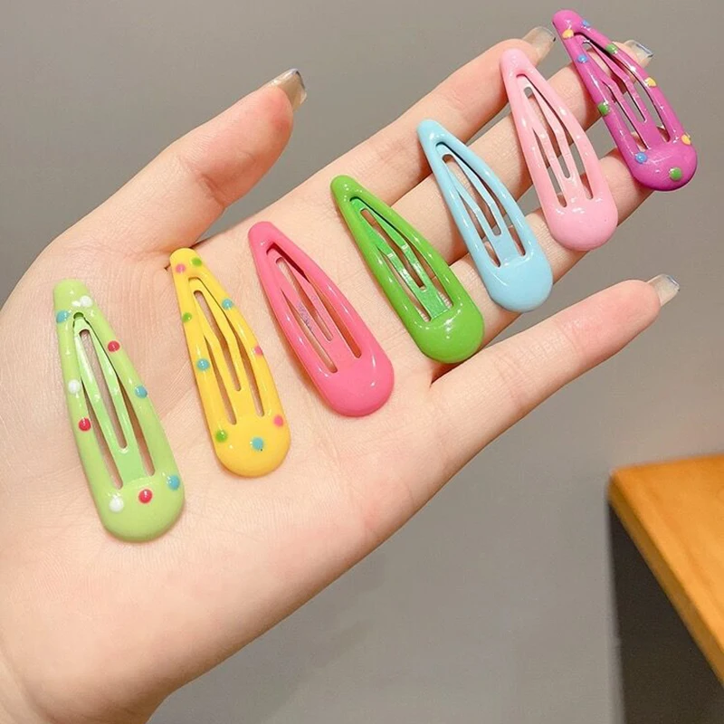 Colorful Snap Hair Clips Women Girls Kids Cute Candy Metal Barrettes Hairpins Barrettes BB Clips Bobby Pins Headwear Wholesale