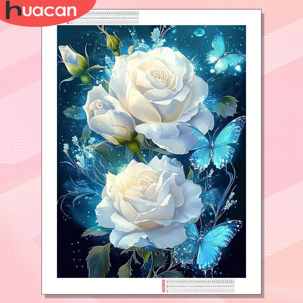 HUACAN Diamanten-Mosaik Rosenblüten-Kunst Diamantmalerei Florales Geschenk Handarbeit Strass Wanddekoration Komplettsets