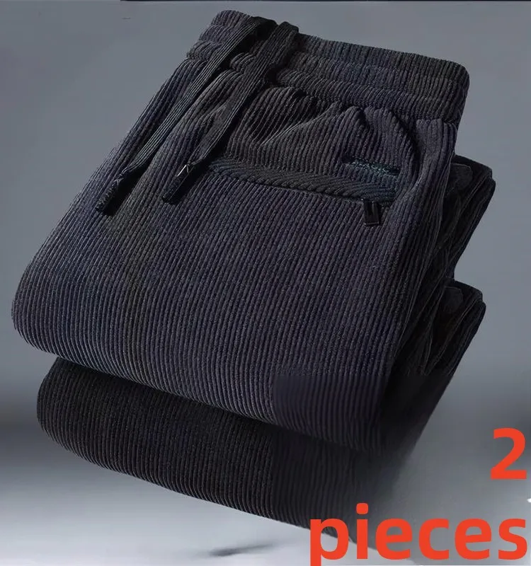 

Men's Corduroy Pants Thiened Fce Loose Fit Autumn Winter Long Trousers Casual Straight Leg Pants Youthful Basic Colors