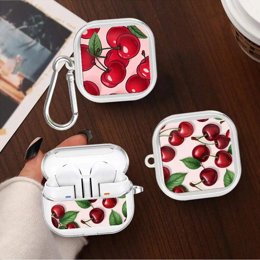

Case For Samsung Galaxy Buds 4Pro 2 3Pro Live 4 Pro 3 FE Clear Earphone Cases Cover Cartoon Cherry