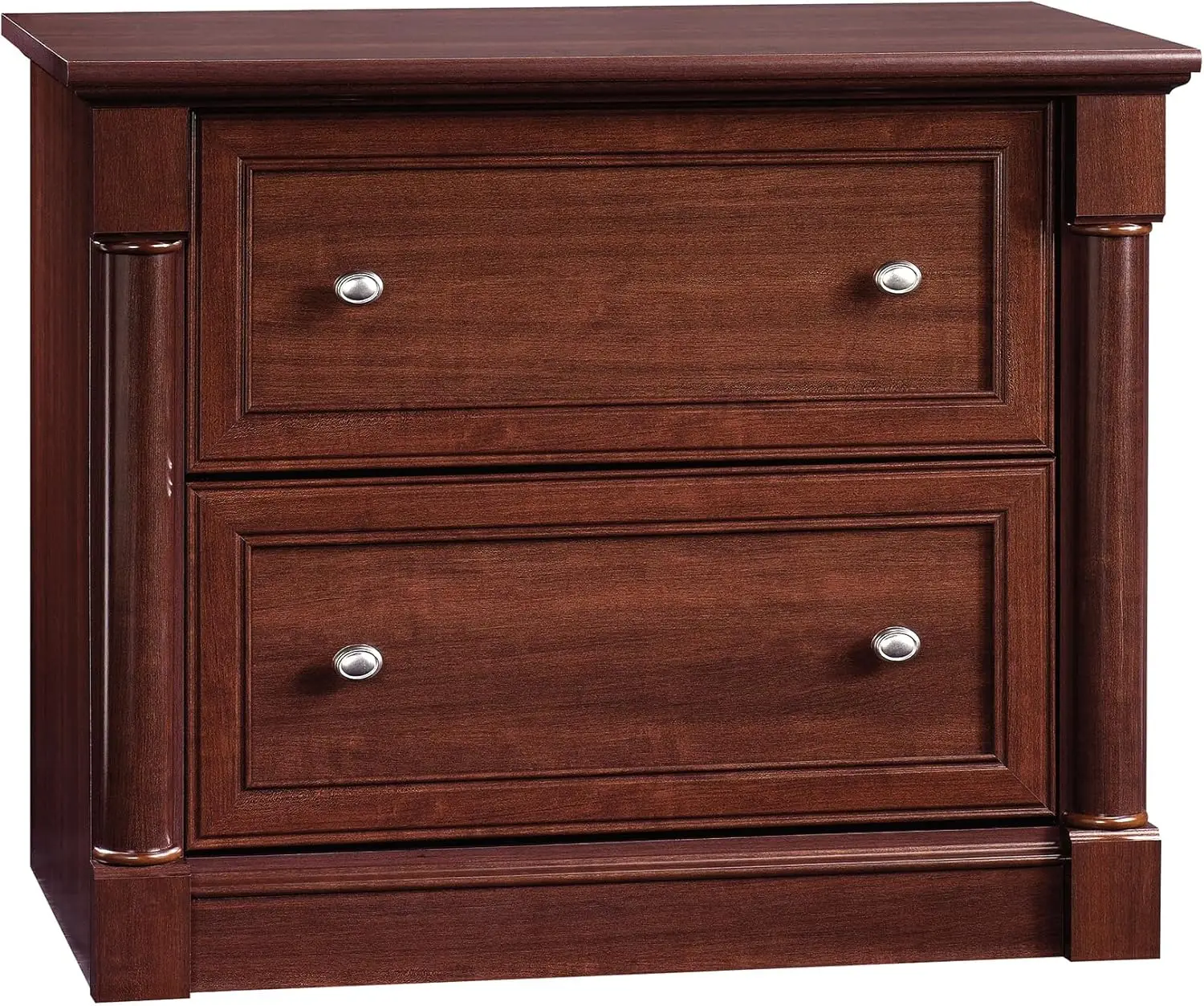 

Шкаф для документов Sauder Palladia с 2 ящиками, механизмом безопасности, боковым хранением документов - отделка цвета вишня