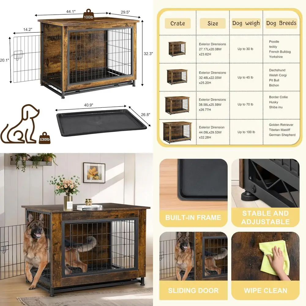 Wooden Dog Crate Ta… - image