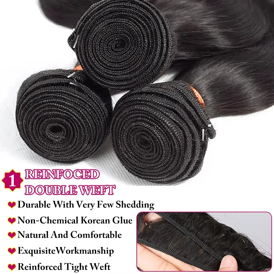 SoulGlow 30 32 بوصة الجسم موجة حزم الشعر البرازيلي متموج نسج اللون الطبيعي حزم الشعر البشري الخام ملحقات للنساء صفقات