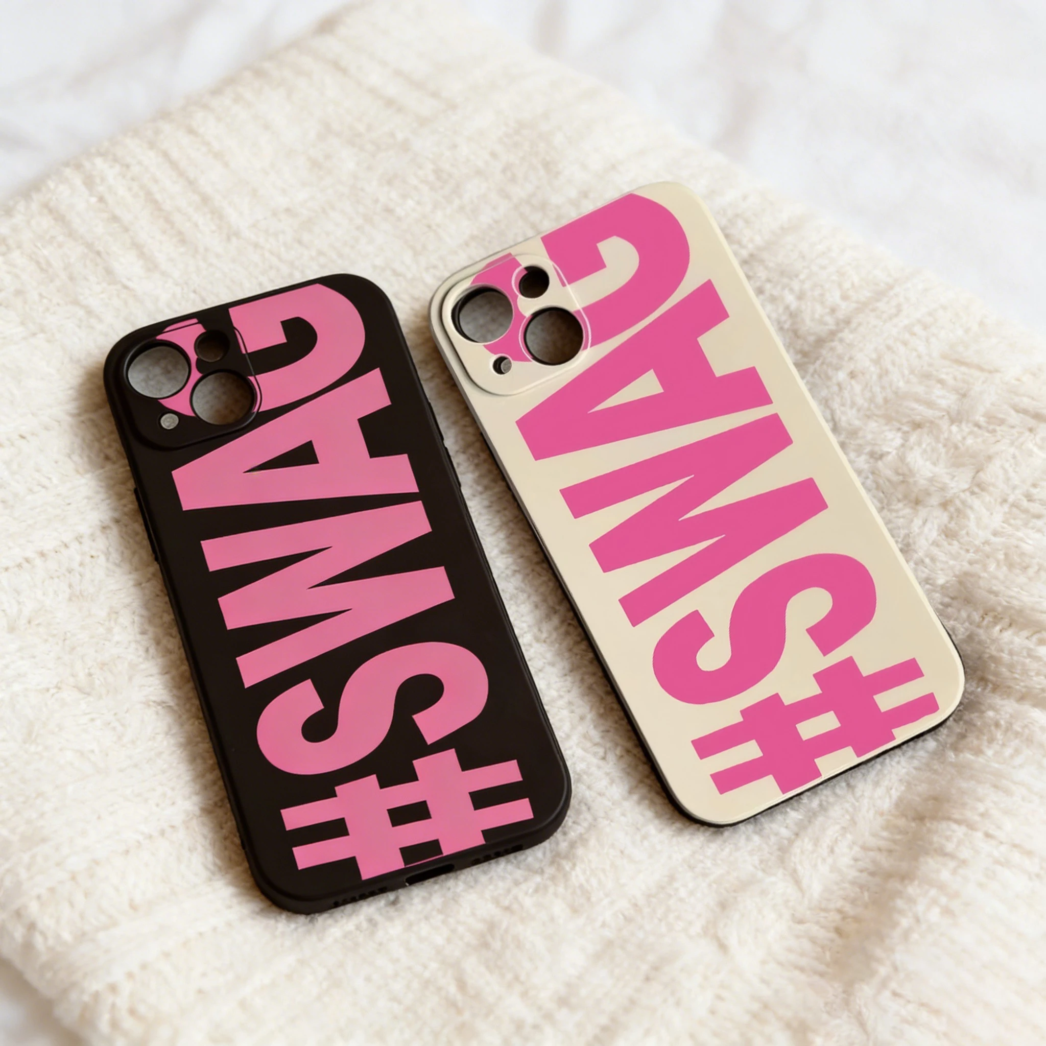 Pink Letters SWAG Phone Case For Samsung Galaxy A37 A57 F06 M16 A26 A56 A36 A06 A35 A55 A25 A24 A05S A15 A54 A34 A14 A05 4G 5G