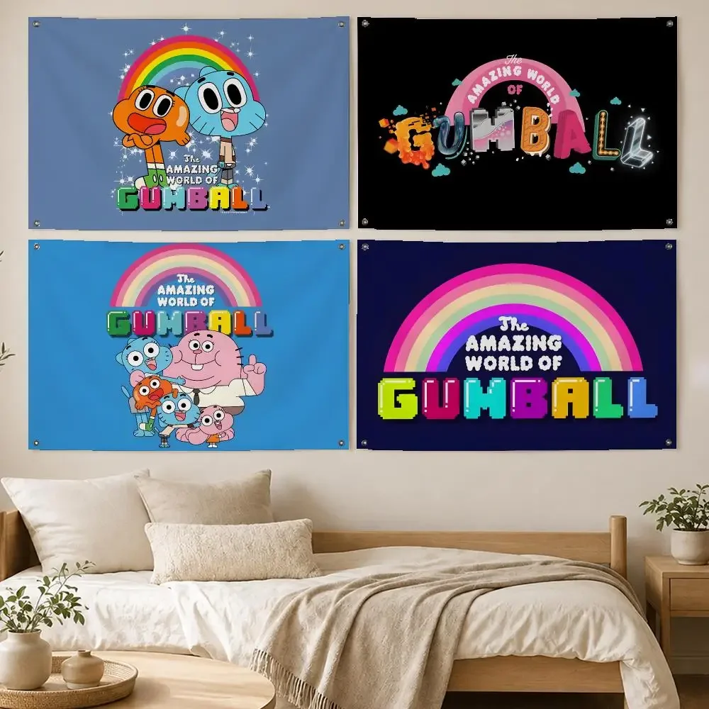 Cartoon The Amazing World of Gumball Flags Room Bedroom Home Outdoor Wall Hanging Concert Printed Background Decoration ArtBanne