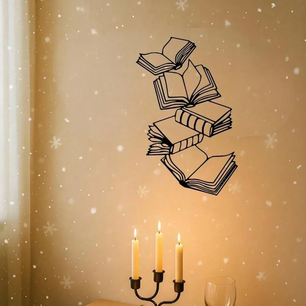 Libros apilados vintage, arte de pared de metal, decoración del hogar con temática de lectura, regalo para amantes de los libros para mujeres y hombres, escultura de libros de oficina de biblioteca