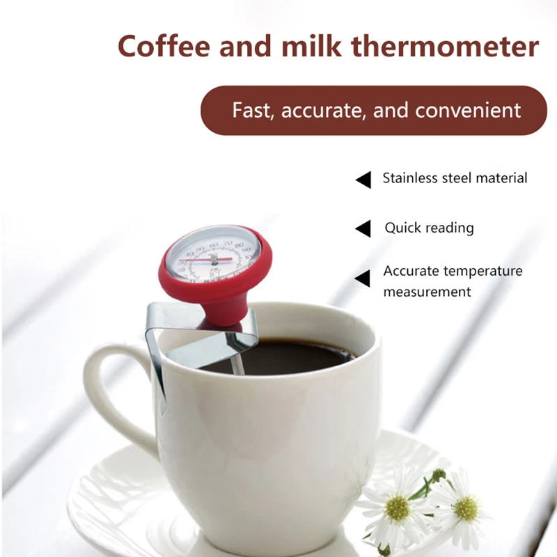 1 Set Kitchen Temperature Measuring Tools 0 To120℃ Dial Thermometer For Coffee Pot Milk Frothing Jug Professional Cafe