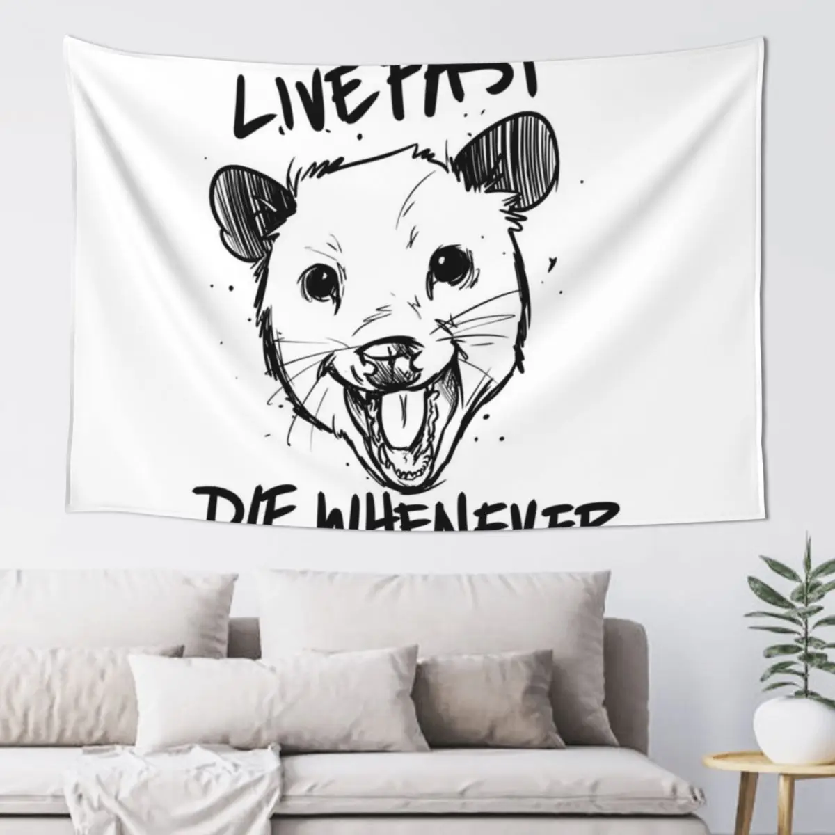 Live Fast, Die Whenever - Possum Tapestry Home Decorations Wall Mural Tapestry