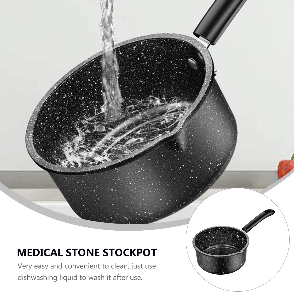 

1Pcs Medical Stone Milk Stockpot Compact Handle Non-Stick Cooking Pot for Milk Soup Instant Noodle Baby Food Kitchen Accessory
