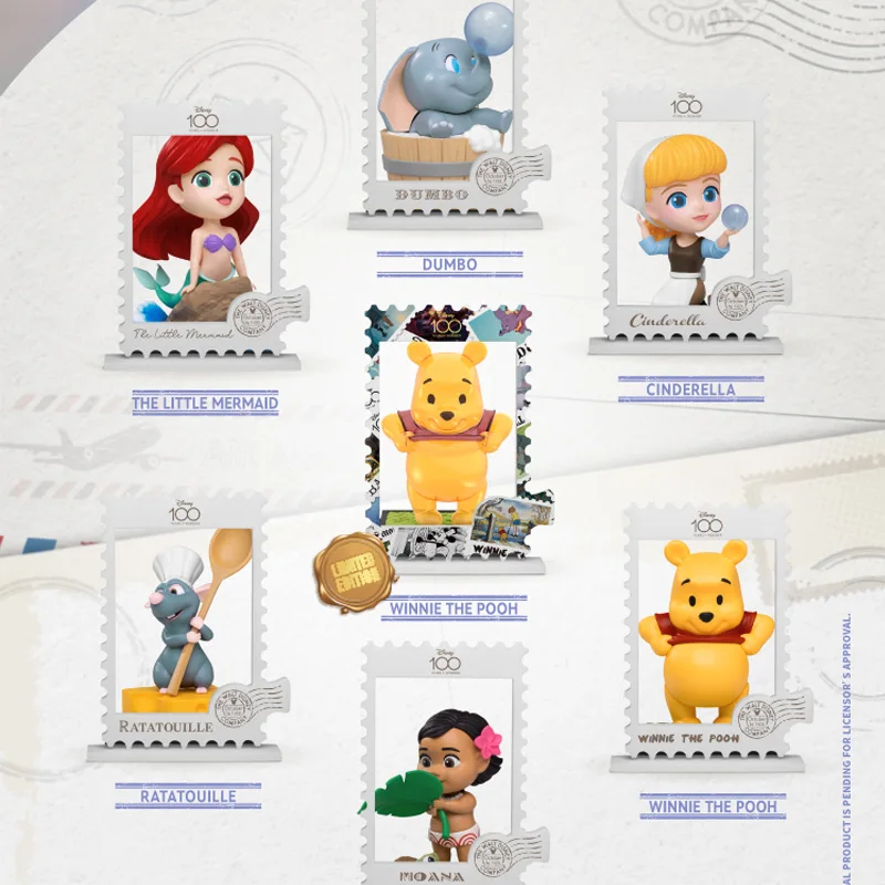 Disney Beast Kingdom100th Anniversary Winnie The Pooh Dumbo The Little Mermaid Stamp Version Ornament High Quality Collectible