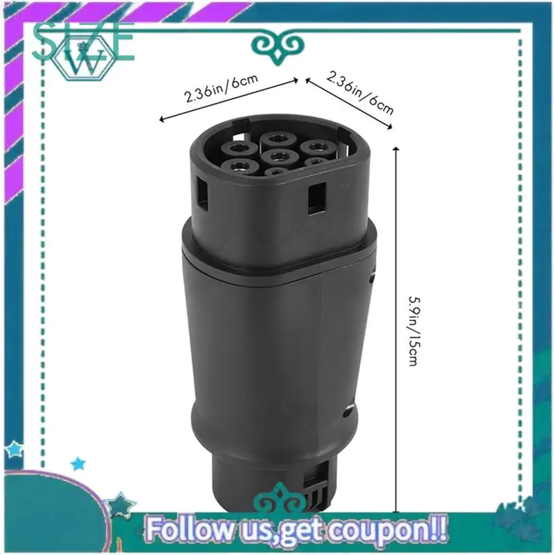 Upgraded 4PCS EVSE EV Adaptor 32A J1772 Type 1 To Type 2 Plug EV Adapter, Electric Cars Vehicle Charger Charging Connector