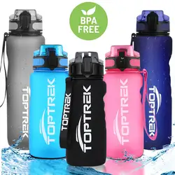 Toptrek Sports Water Bottle 650ML/1000ML BPA Free Outdoor Travel Leakproof Drinking Waterbottle Protein Shaker My Drink Bottle