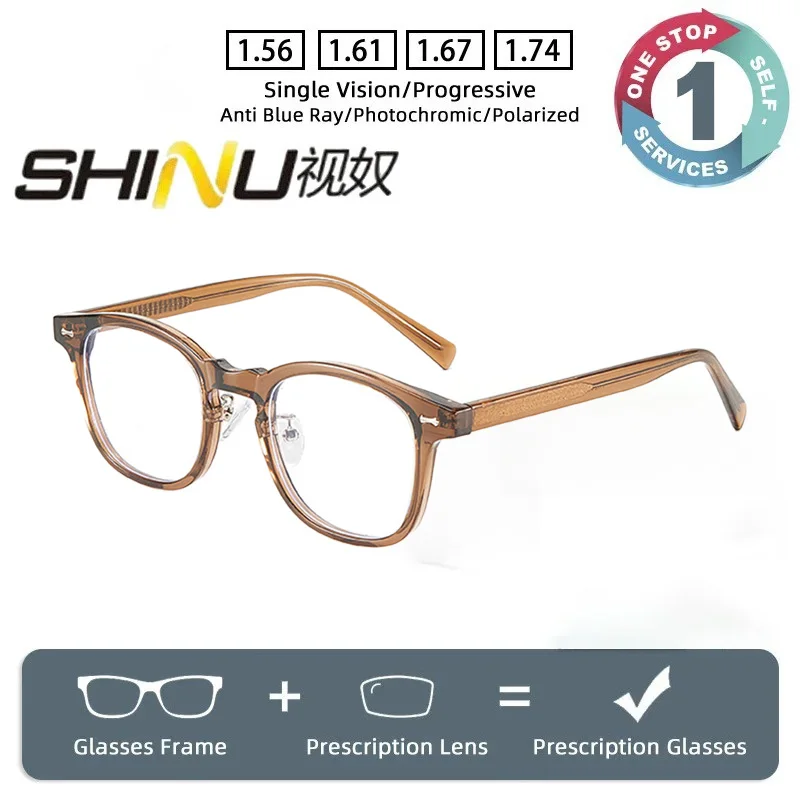 

Progressive Multifocal hyperopia Prescription Lenses Custom Myopia blue light Photochromic Glasses Metal Eyeglass For Woman