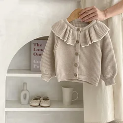 INS Autumn Newborn Baby Girl Sweater 0-3Years Kid Solid Color Long Sleeve Cape Collar Knitted Cardigan Coat Outwear Fall Clothes