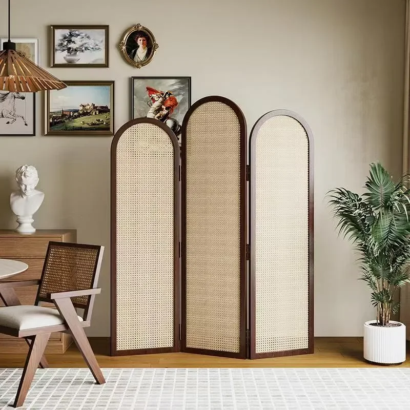 French Retro Solid Wood Folding Screen Room Divider for Living Room Entrance Tea Room Home Decor Partition Wall