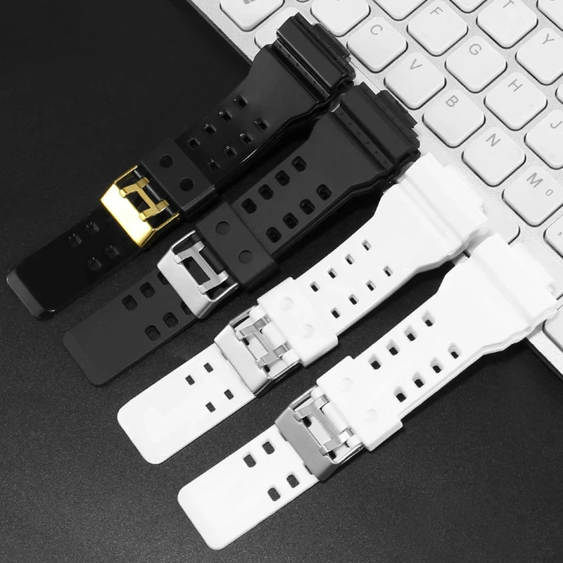 Silicone Watch Strap With Substitute G-SHOCK Series GA100/110/GLS/GD120 Male Interface Rubber Watchband With 16mm.