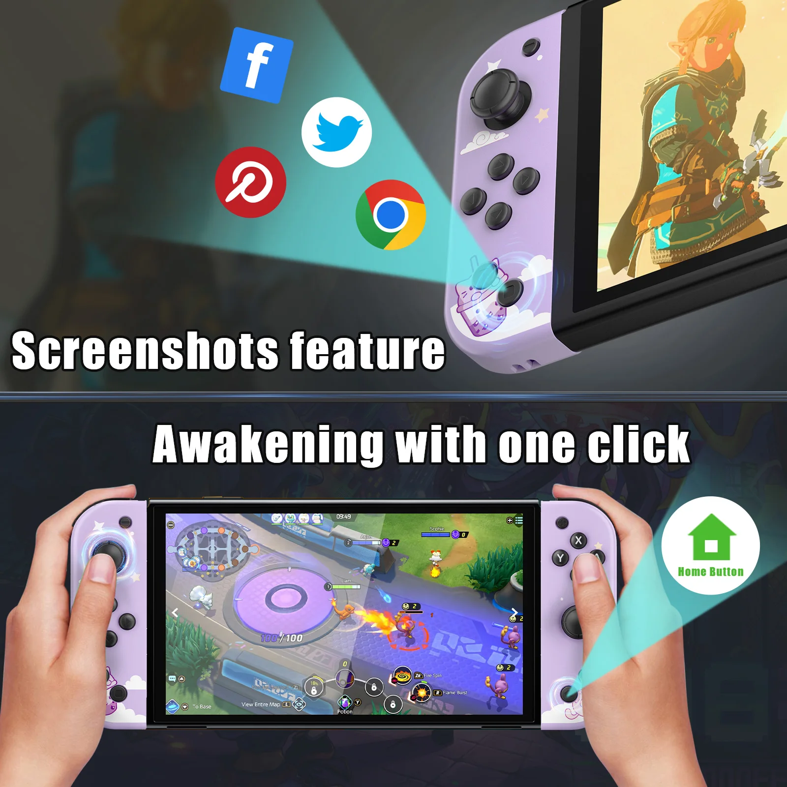 لوحة ألعاب صغيرة لجهاز نينتندو سويتش/Ios/Android/Pc لوحدة التحكم عن بعد مع وظيفة الاستيقاظ والتحكم في الحركة/الاهتزاز المزدوج