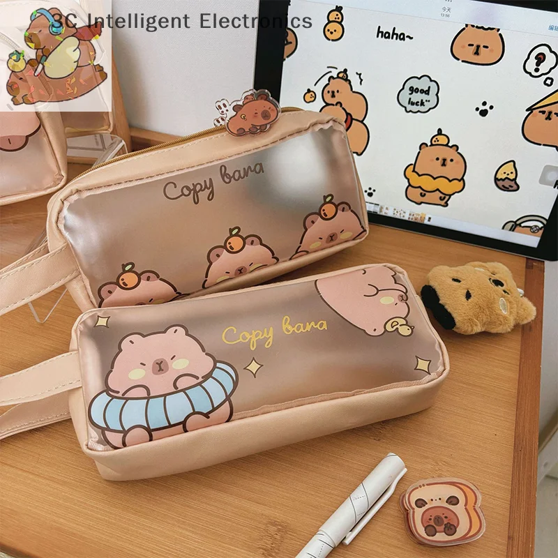 Large Capacity Creative Capybara Pencil Case Cute Cartoon Pen Bag Kawaii Fashion Capybara Stationery Bag School Supplies